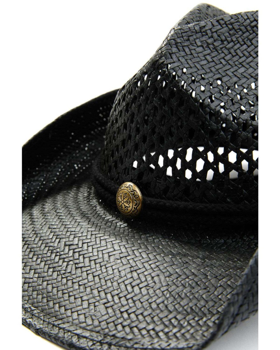 Western Hat * | Peter Grimm Ltd Outlet Peter Grimm Black Pinch Front Toyo Straw Western Hat