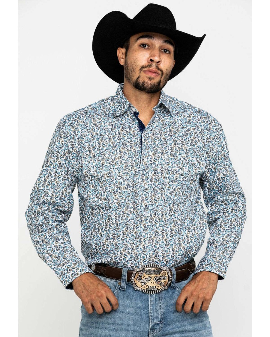 Western Shirt * | Sale Resistol Men'S Tavares Floral Geo Print Long Sleeve Western Shirt