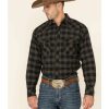 Western Shirt * | Clearance Resistol Men'S Black Percy Priest Plaid Long Sleeve Western Shirt