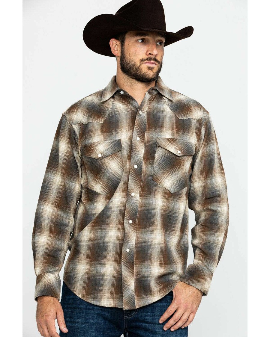 Western Shirt * | Sale Resistol Men'S Richland Ombre Plaid Long Sleeve Western Shirt