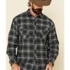 Western Shirt * | Outlet Resistol Men'S Grey Simcoe Ombre Plaid Long Sleeve Western Shirt