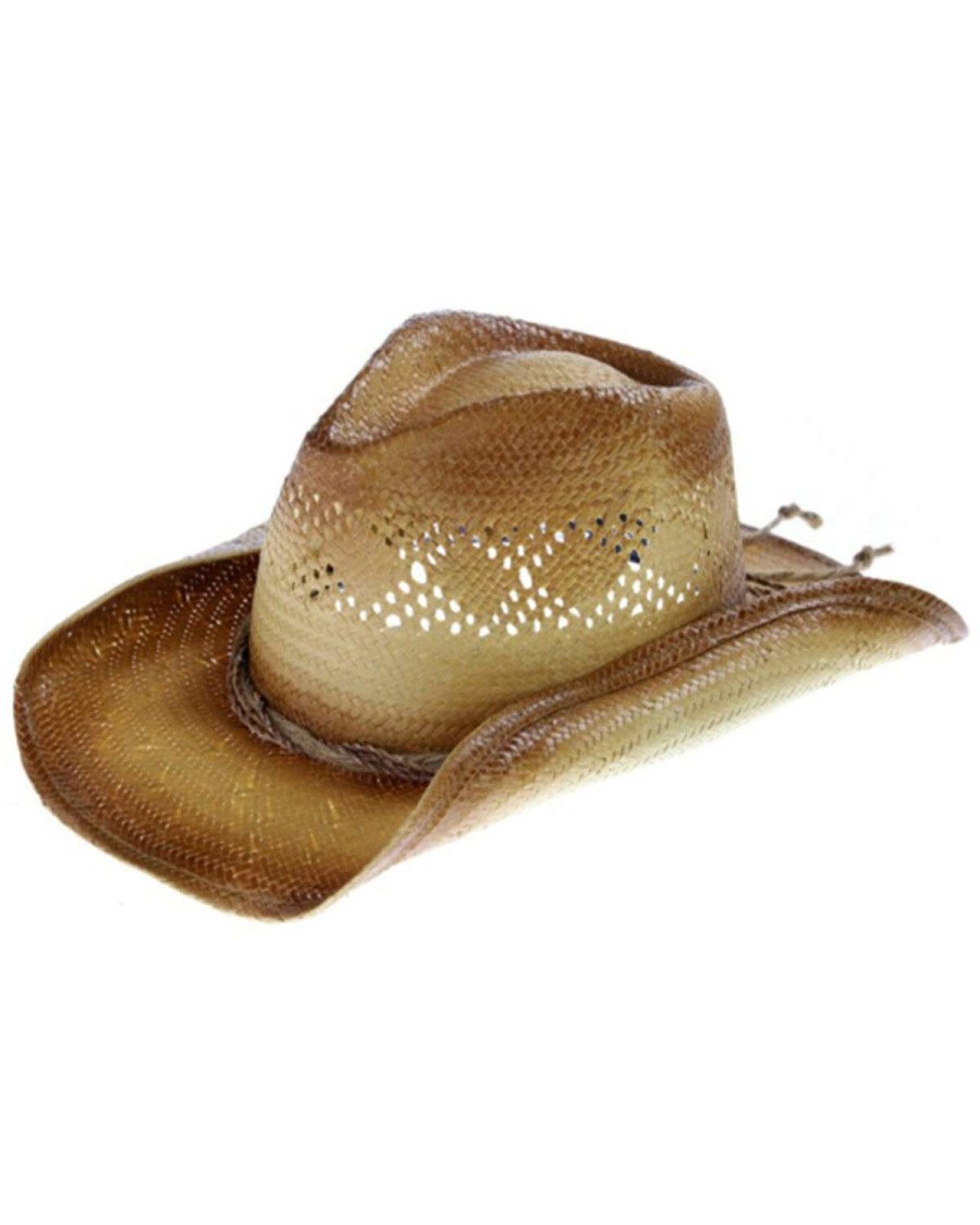 Western Hat * | Peter Grimm Ltd Outlet Peter Grimm Tan Woody Paper Band Toyo Straw Western Hat