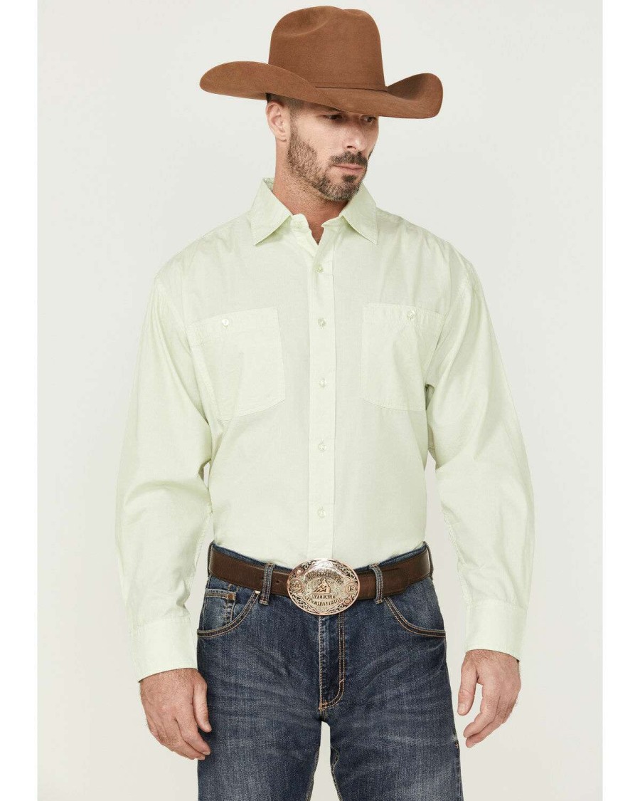 Western Shirt * | Sale Resistol Men'S Sage Long Sleeve Button-Down Western Shirt