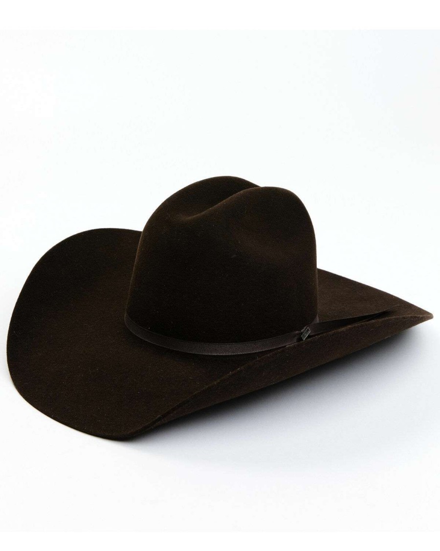 Western Hat * | Sale Serratelli 5X Cattleman Brown Two Ply Ribbon Band Felt Western Hat