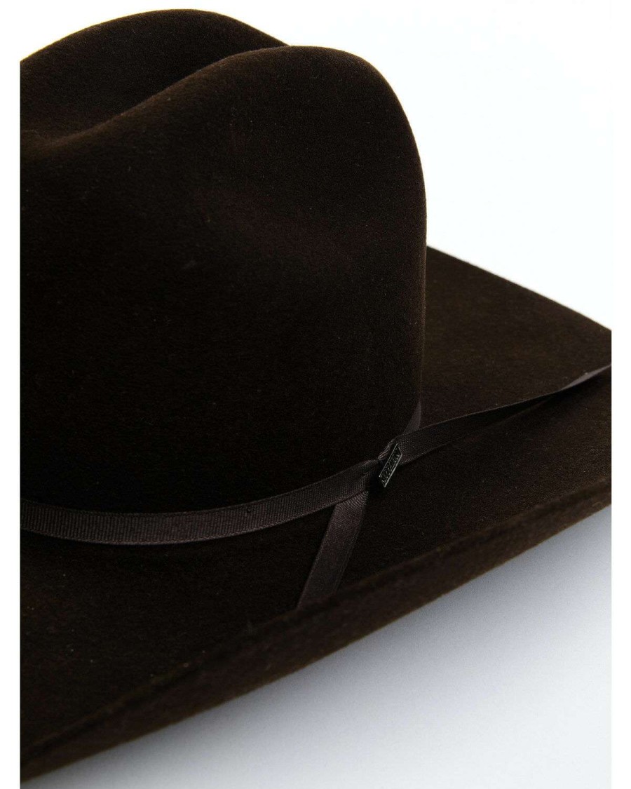 Western Hat * | Sale Serratelli 5X Cattleman Brown Two Ply Ribbon Band Felt Western Hat