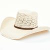 Western Hat * | Outlet Serratelli Natural Laredo Hexagon Wheat Brick Shantung Straw Western Hat