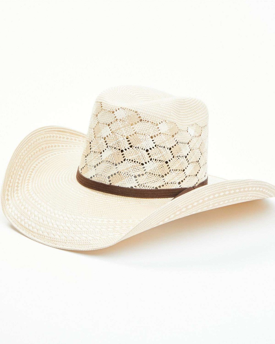 Western Hat * | Outlet Serratelli Natural Laredo Hexagon Wheat Brick Shantung Straw Western Hat