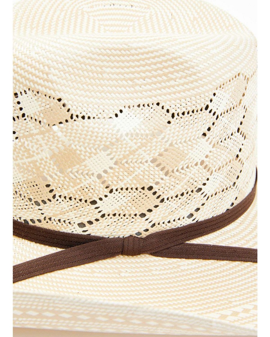 Western Hat * | Outlet Serratelli Natural Laredo Hexagon Wheat Brick Shantung Straw Western Hat