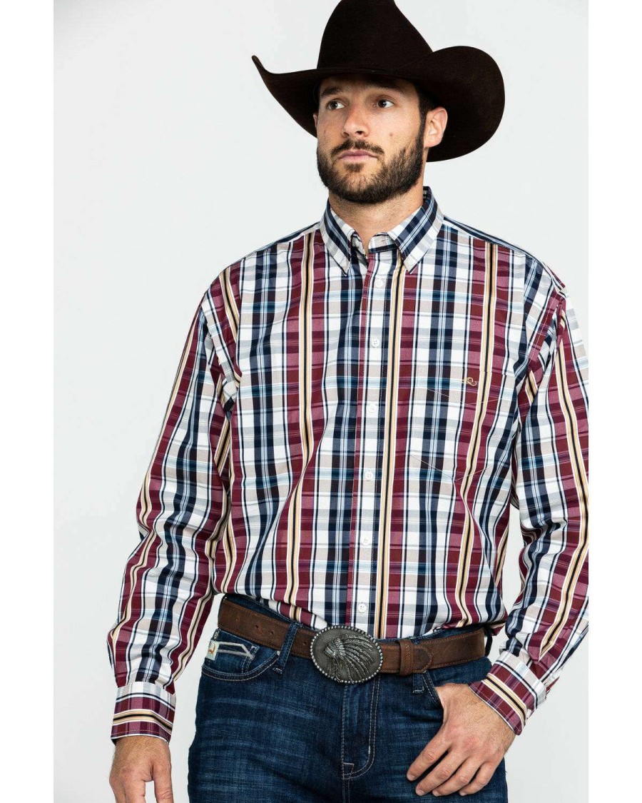 Western Shirt * | Clearance Resistol Men'S Halo Med Plaid Long Sleeve Western Shirt