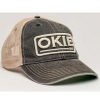 Caps * | Discount Okie Men'S Hell Right Denim Puff Logo Mesh-Back Ball Cap