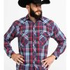 Western Shirt * | Clearance Resistol Men'S Ray Hubbard Plaid Long Sleeve Western Shirt