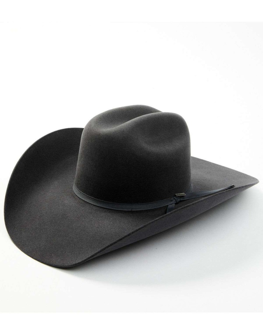 Western Hat * | Outlet Serratelli 6X Stone Granite Cattleman Ribbon Band Fur-Felt Western Hat