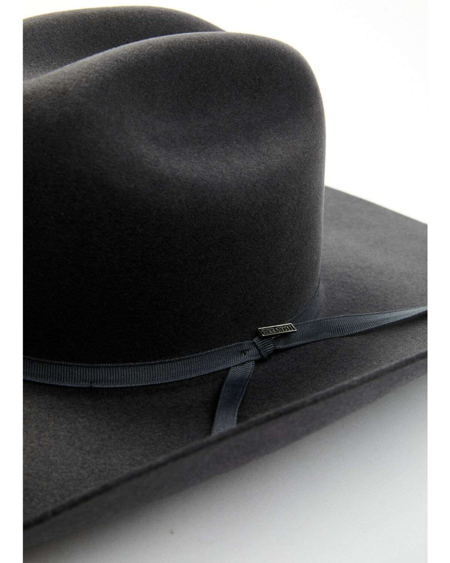 Western Hat * | Outlet Serratelli 6X Stone Granite Cattleman Ribbon Band Fur-Felt Western Hat