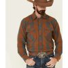 Western Shirt * | Sale Resistol Men'S Red Evans Large Plaid Long Sleeve Western Shirt