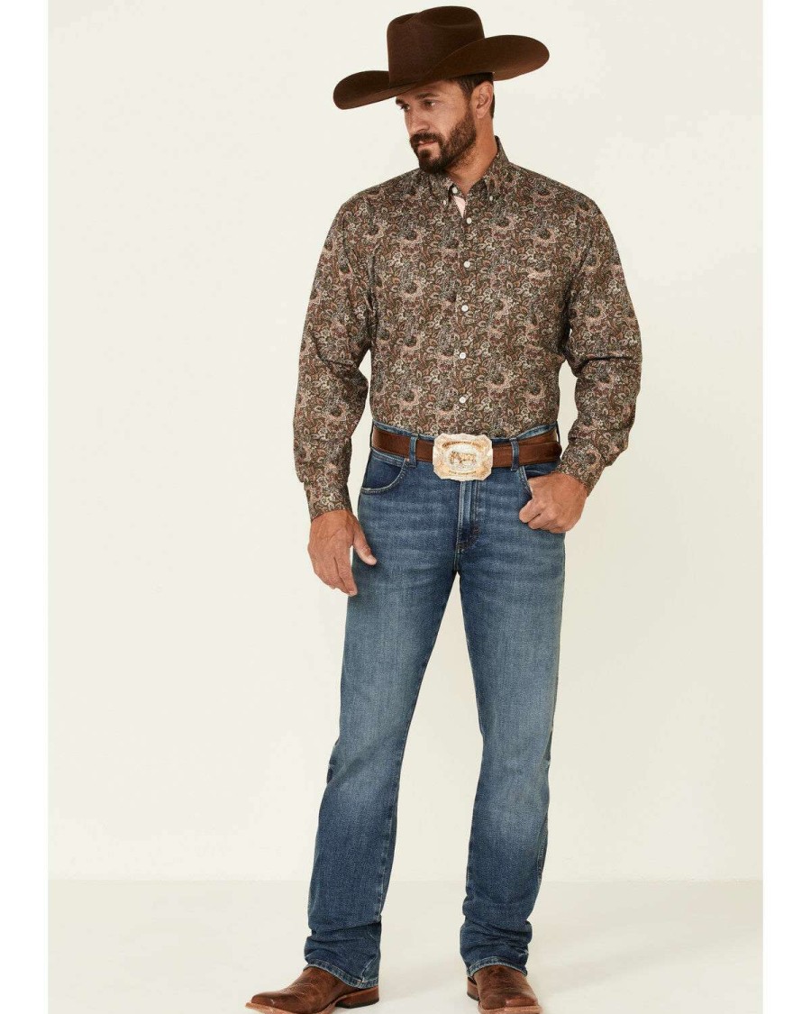 Western Shirt * | Clearance Resistol Men'S Peoria Floral Print Long Sleeve Button-Down Western Shirt