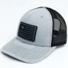 Caps * | Discount Okie Men'S Billy Rubber Flag Logo Patch Mesh-Back Ball Cap Grey & Black