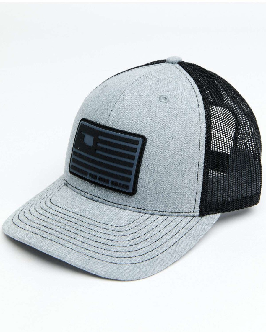 Caps * | Discount Okie Men'S Billy Rubber Flag Logo Patch Mesh-Back Ball Cap Grey & Black