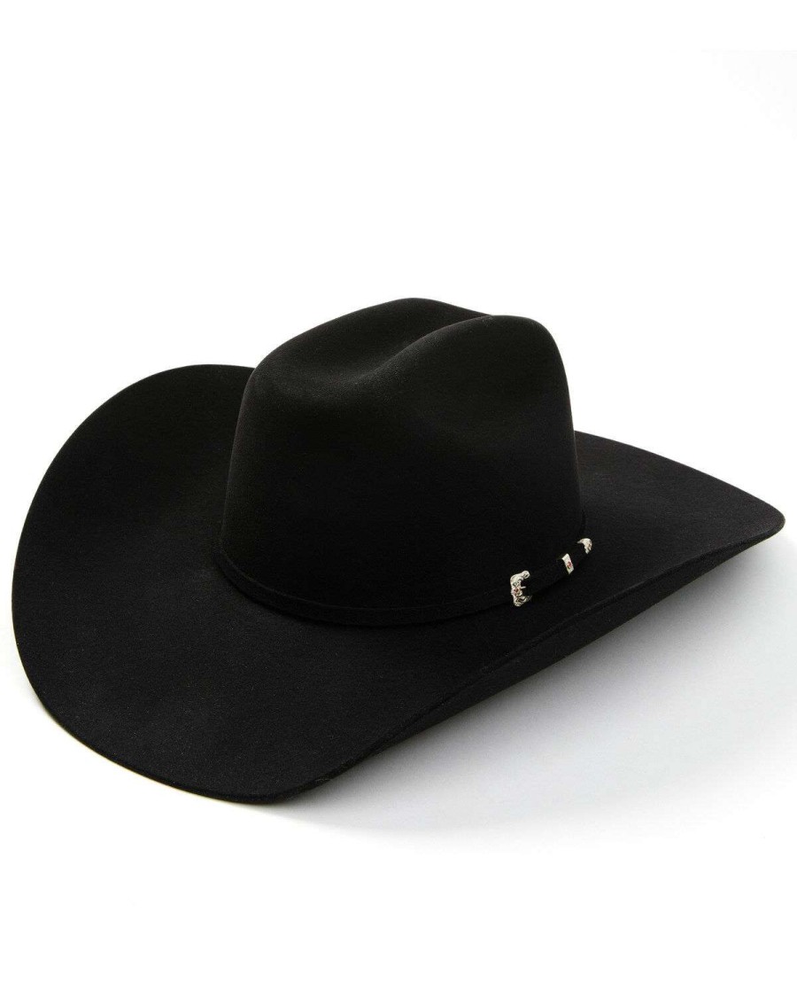 Western Hat * | Online Serratelli 100X Tuscan Black Fur Felt Self-Band Western Hat