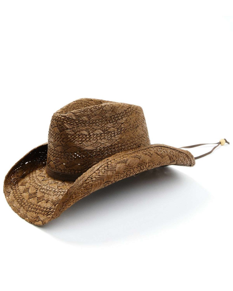 Western Hat * | Peter Grimm Ltd Outlet Peter Grimm Light Tan Terry Chin Cord Toyo Straw Western Hat