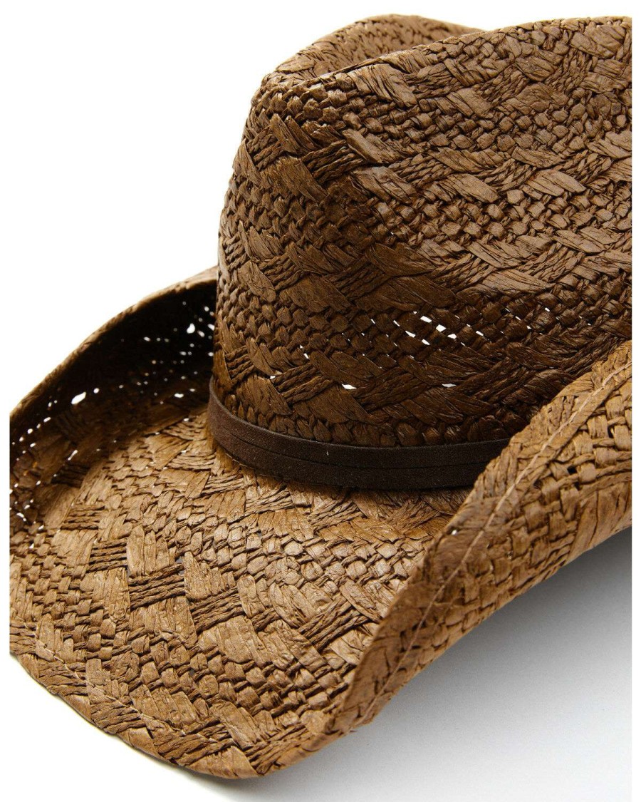 Western Hat * | Peter Grimm Ltd Outlet Peter Grimm Light Tan Terry Chin Cord Toyo Straw Western Hat