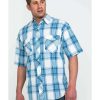 Western Shirt * | Online Resistol Men'S Biscayne Large Plaid Short Sleeve Western Shirt