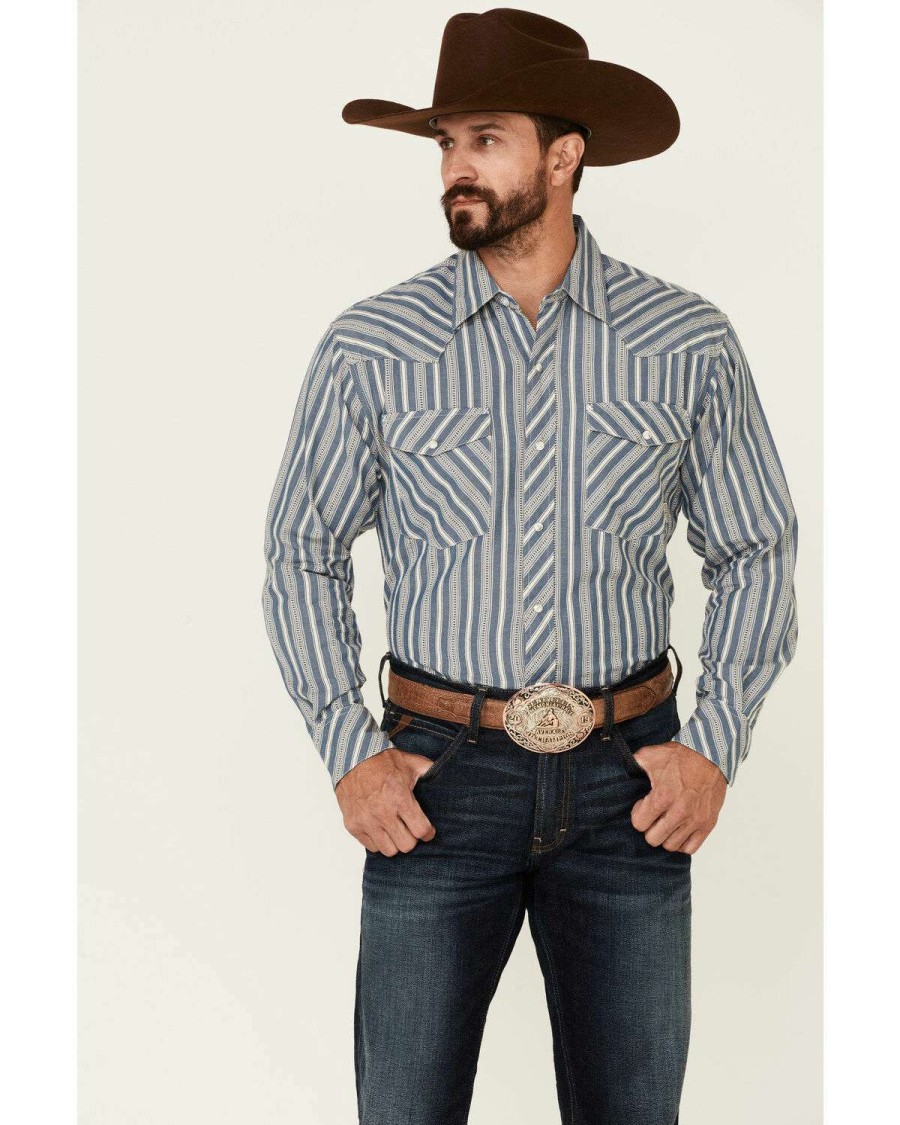 Western Shirt * | Discount Resistol Men'S Wylie Stripe Long Sleeve Snap Western Shirt