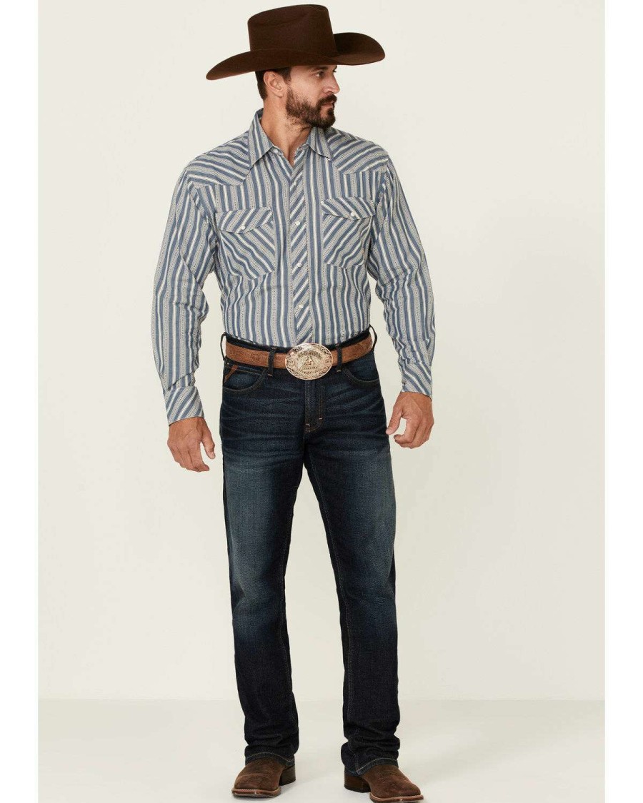 Western Shirt * | Discount Resistol Men'S Wylie Stripe Long Sleeve Snap Western Shirt