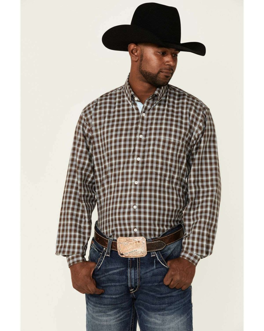 Western Shirt * | Discount Resistol Men'S Quincy Small Plaid Long Sleeve Button-Down Western Shirt