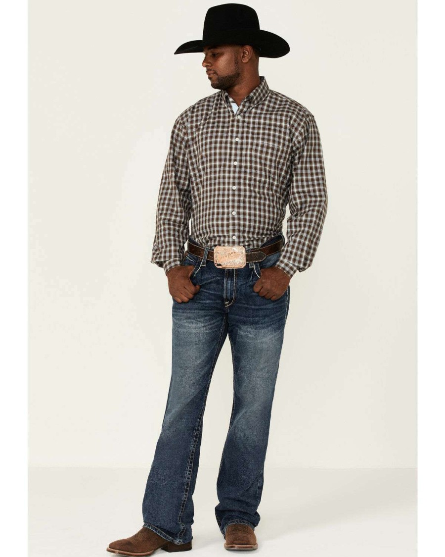 Western Shirt * | Discount Resistol Men'S Quincy Small Plaid Long Sleeve Button-Down Western Shirt