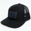 Caps * | Online Okie Men'S Billy Rubber Flag Logo Patch Mesh-Back Ball Cap Black