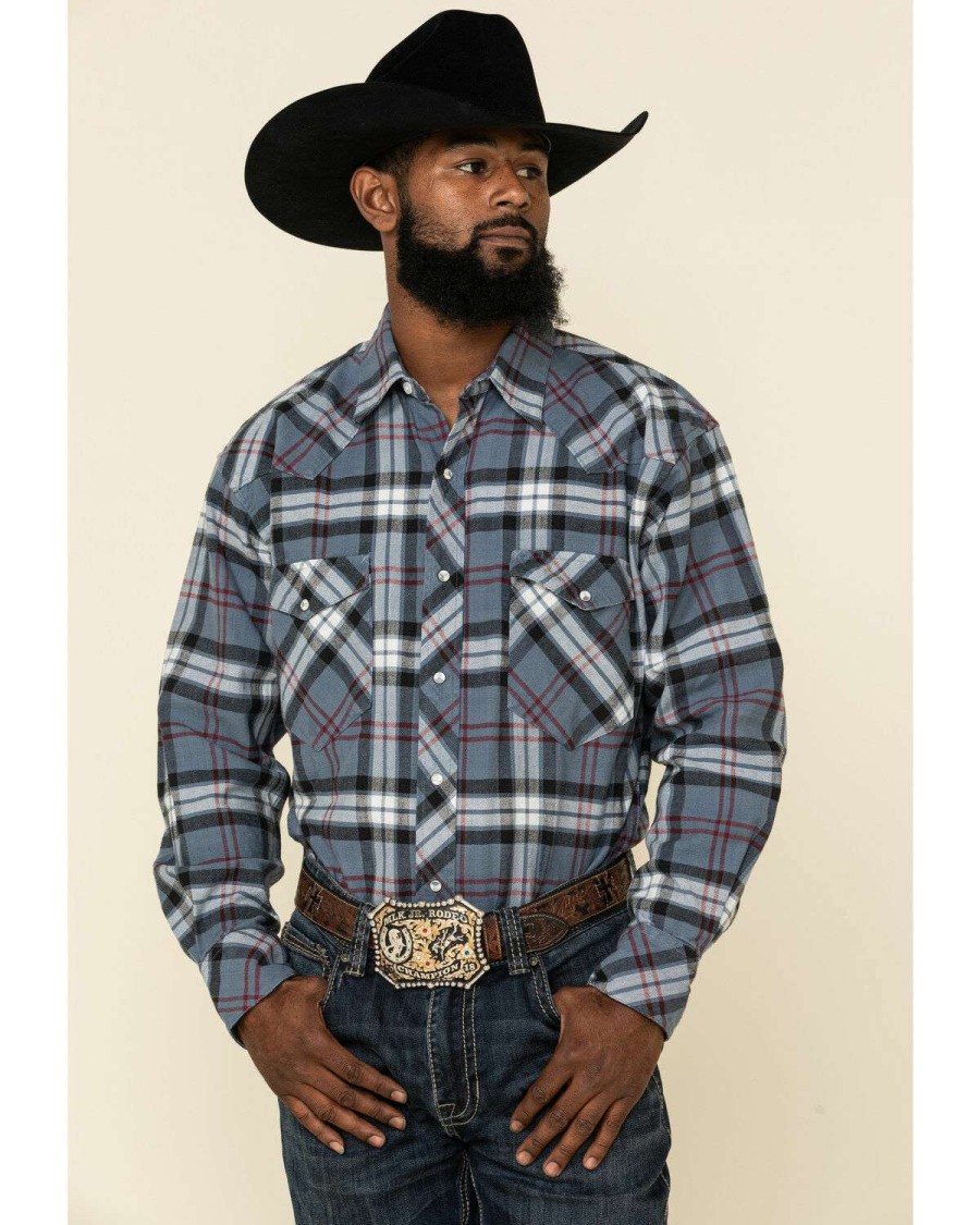 Western Shirt * | Sale Resistol Men'S Multi Plaid Long Sleeve Western Shirt