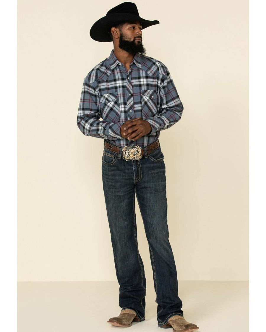 Western Shirt * | Sale Resistol Men'S Multi Plaid Long Sleeve Western Shirt