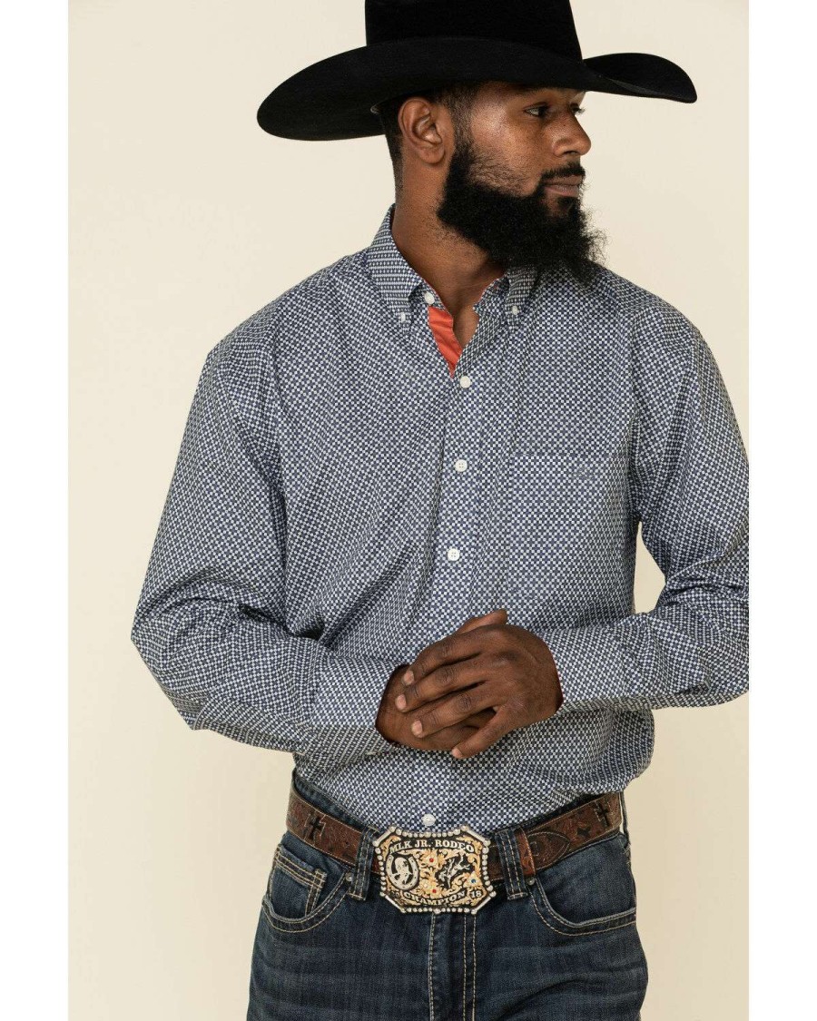 Western Shirt * | Discount Resistol Men'S Buckthorn Geo Print Long Sleeve Western Shirt