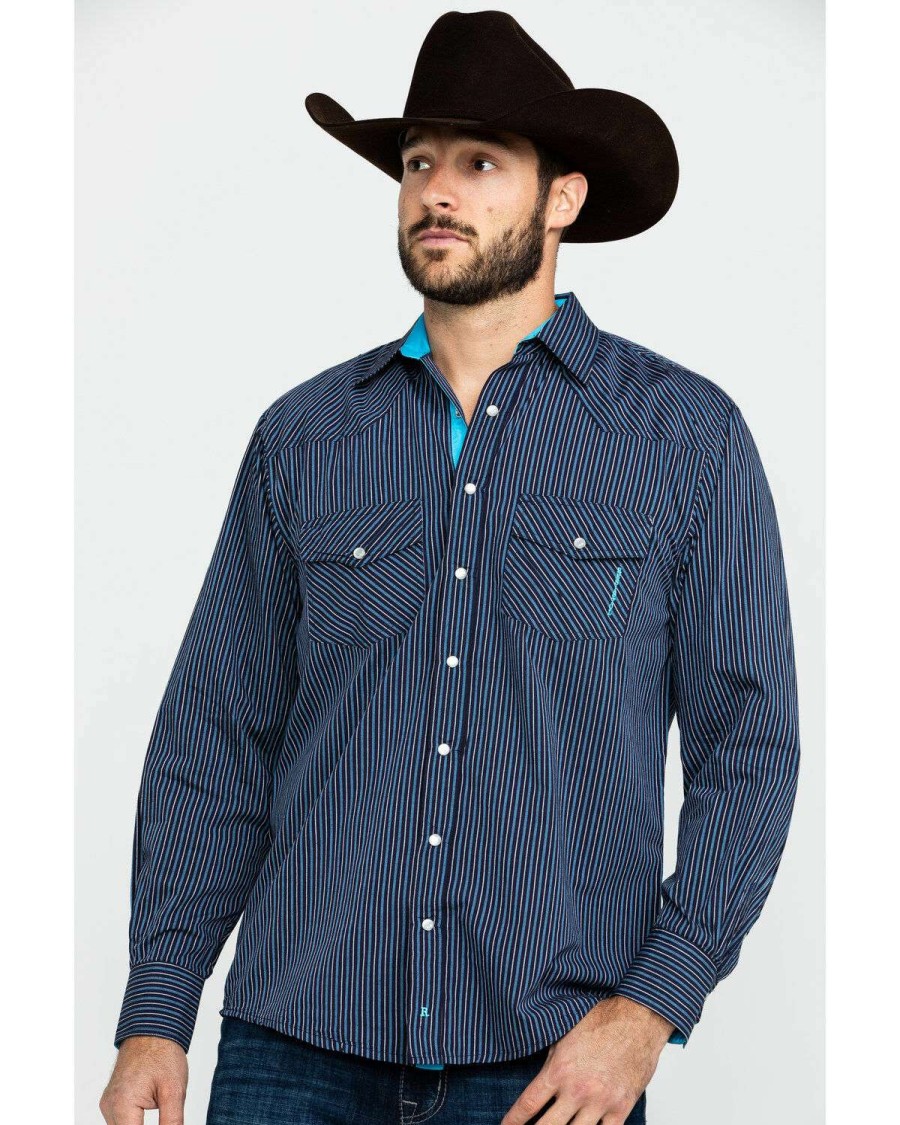 Western Shirt * | Sale Resistol Men'S Windsong Striped Long Sleeve Western Shirt