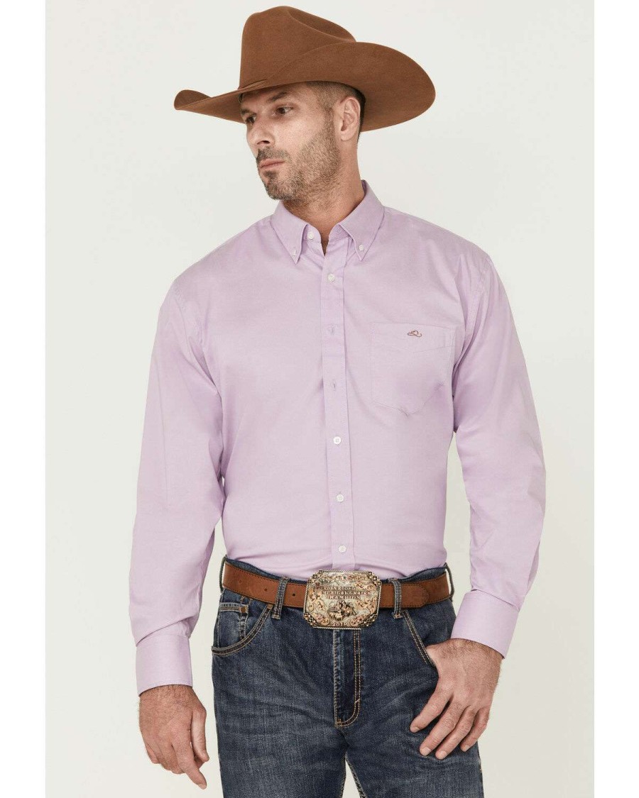 Western Shirt * | Resistol Sale Reisistol Men'S Branferd Purple Long Sleeve Button-Down Western Shirt