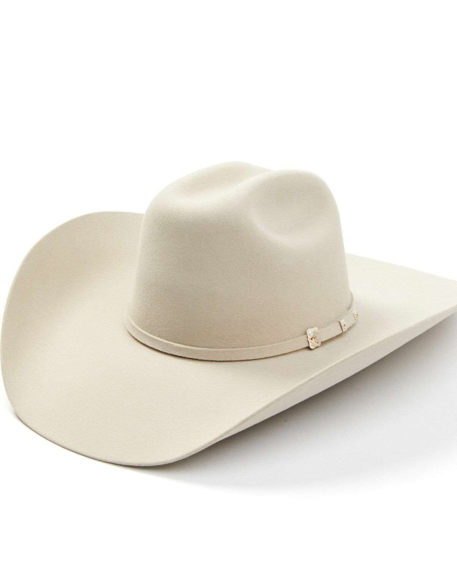 Western Hat * | Clearance Serratelli 100X Tuscan Silver Belly Fur Felt Self-Band Western Hat