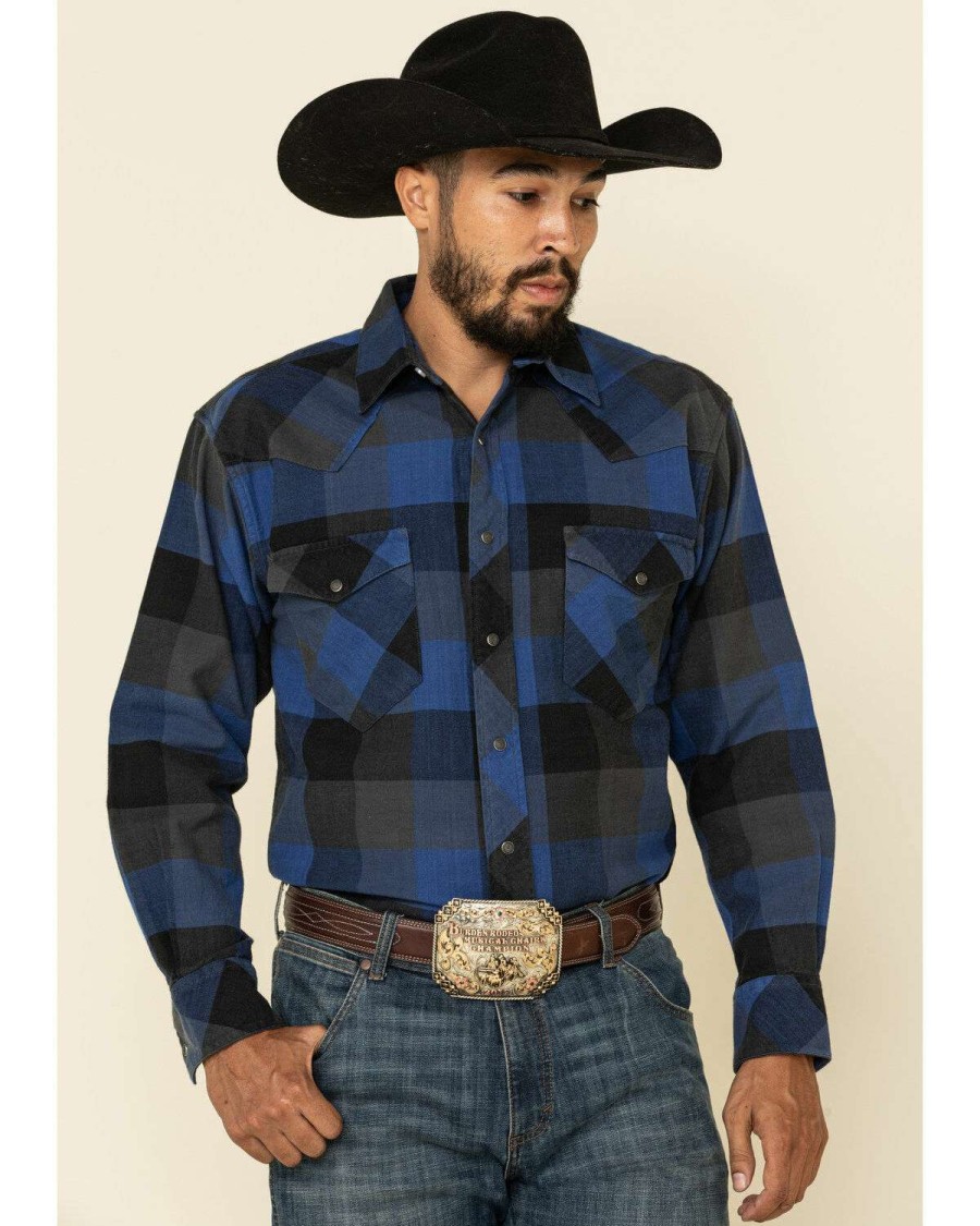 Western Shirt * | Discount Resistol Men'S Montreal Large Plaid Long Sleeve Western Shirt