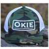 Caps * | Clearance Okie Men'S Camo On White Puff Embroidered Logo Mesh-Back Ball Cap