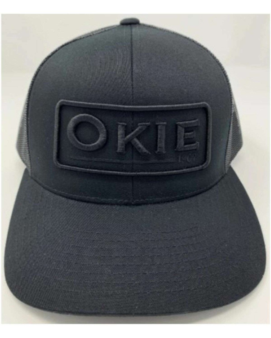 Caps * | Outlet Okie Men'S Blacked Out Puff Embroidered Logo Mesh-Back Trucker Cap