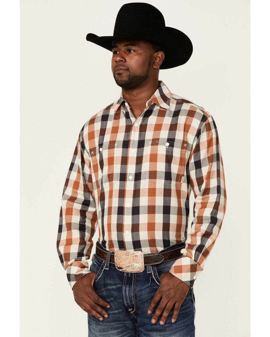 Western Shirt * | Online Resistol Men'S Red Oak Plaid Long Sleeve Button-Down Western Shirt