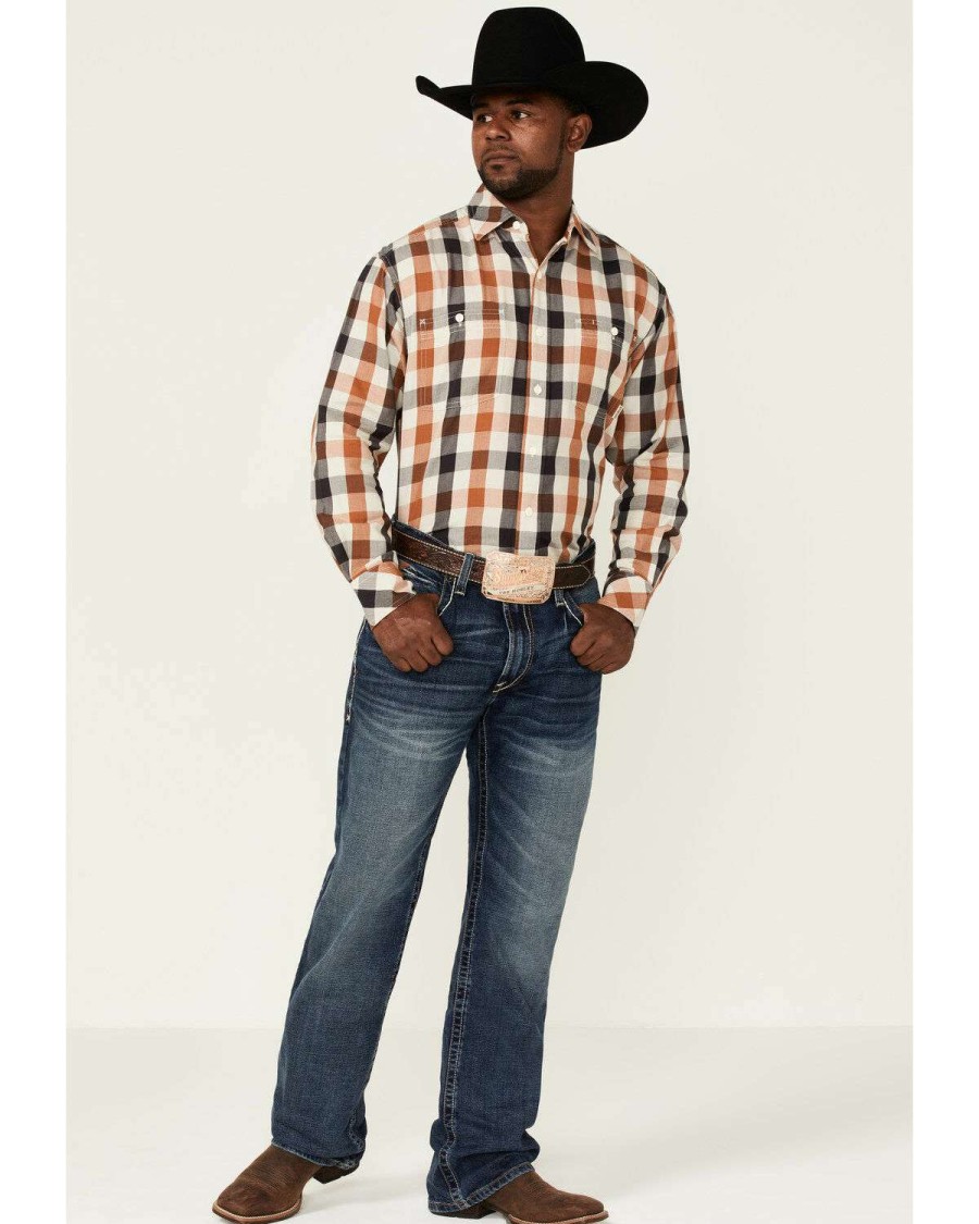 Western Shirt * | Online Resistol Men'S Red Oak Plaid Long Sleeve Button-Down Western Shirt