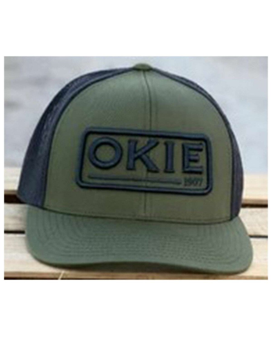 Caps * | Clearance Okie Men'S Olive Johnny Walker Puff Logo Embroidered Mesh-Back Trucker Cap