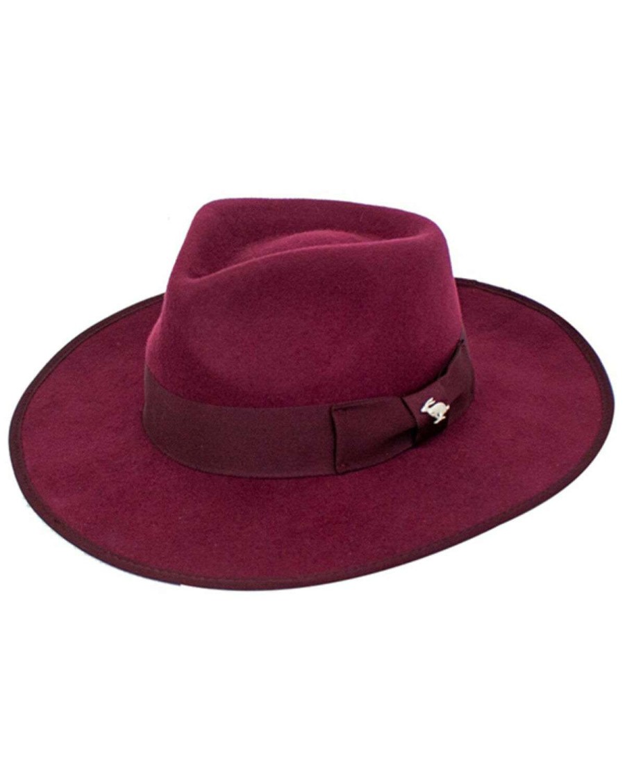 Western Hat * | Peter Grimm Ltd Online Peter Grimm Burgundy Eira Wool Felt Western Fedora Hat