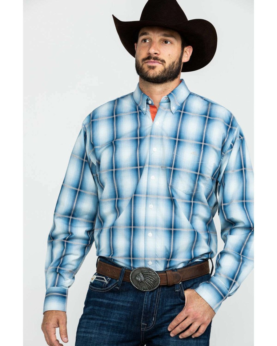 Western Shirt * | Discount Resistol Men'S Heitmiller Ombre Large Plaid Long Sleeve Western Shirt