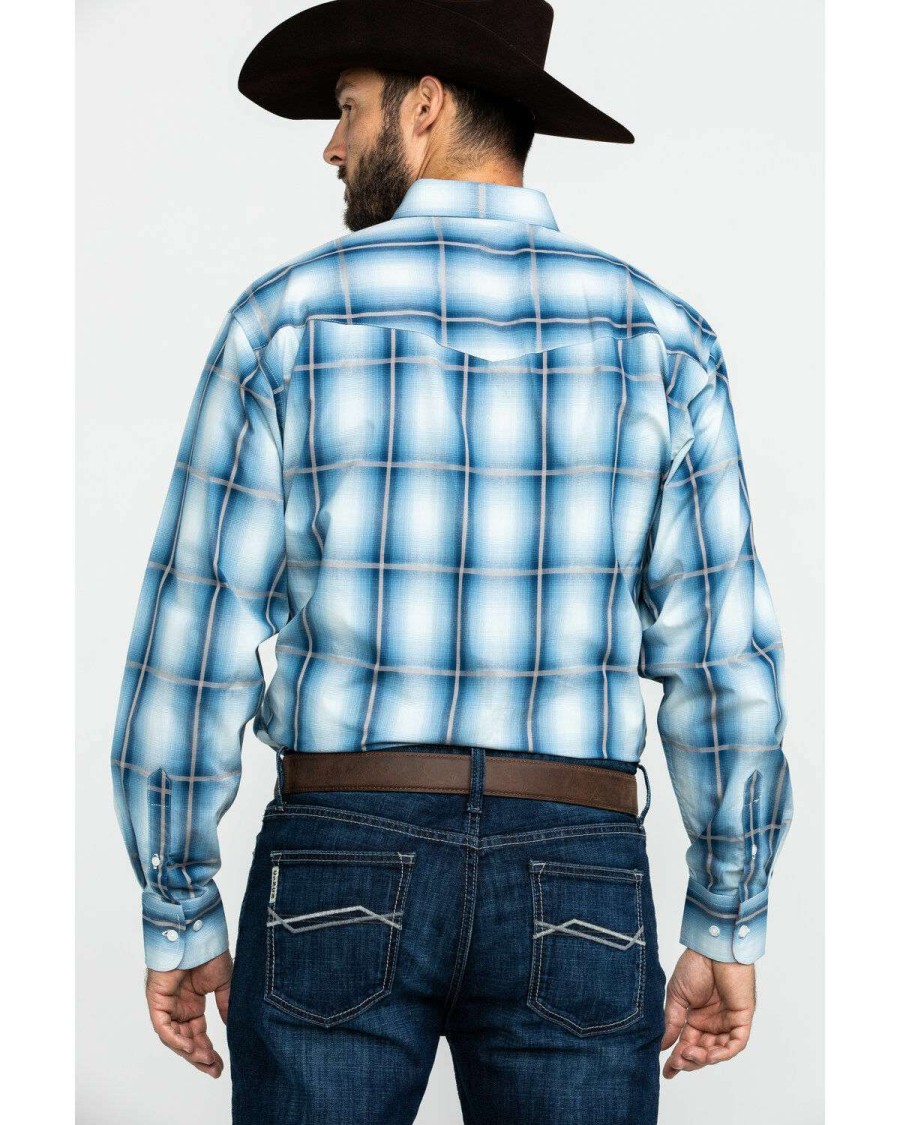 Western Shirt * | Discount Resistol Men'S Heitmiller Ombre Large Plaid Long Sleeve Western Shirt