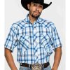 Western Shirt * | Sale Resistol Men'S Blue Vallecito Large Plaid Short Sleeve Western Shirt