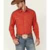 Western Shirt * | Outlet Resistol Men'S Solid Red El Resistol Long Sleeve Snap Western Shirt