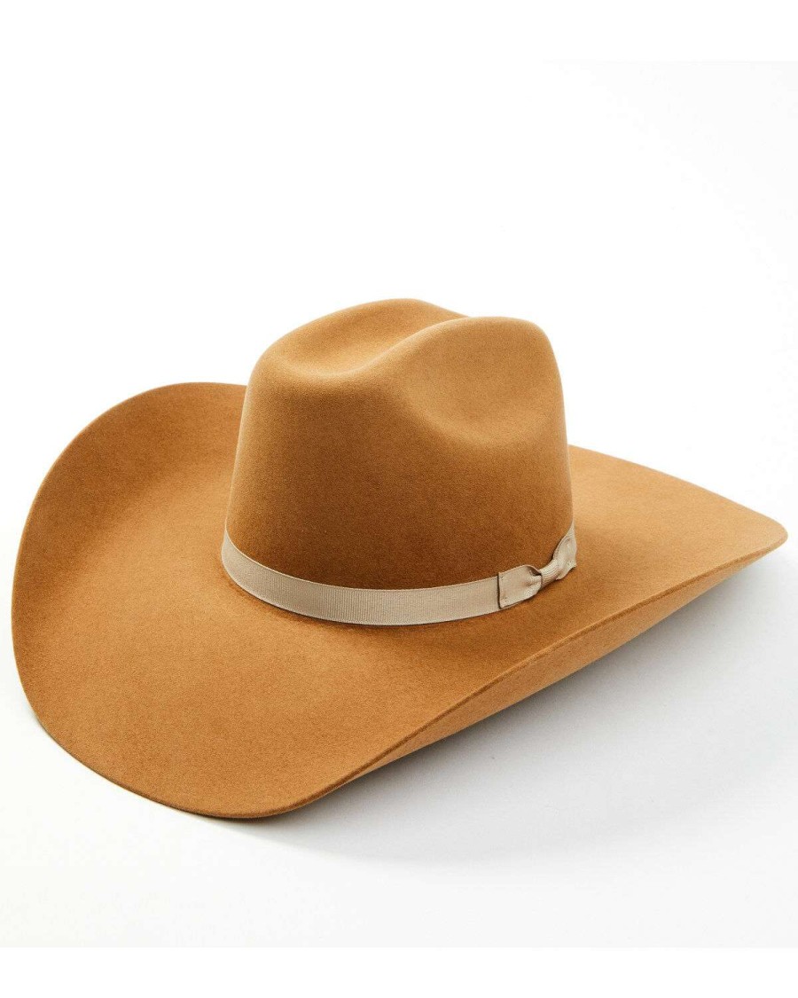 Western Hat * | Online Serratelli 6X Dirt Tan Cattleman Ribbon Band Fur-Felt Western Hat