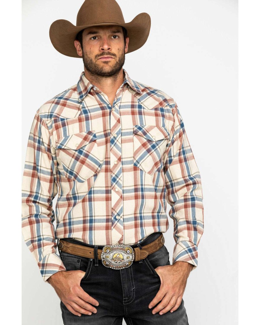 Western Shirt * | Discount Resistol Men'S Brown Bear Lake Plaid Long Sleeve Western Shirt