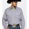 Western Shirt * | Clearance Resistol Men'S Grey Clewiston Geo Print Long Sleeve Western Shirt